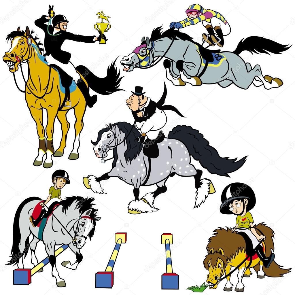set with cartoon horse riders