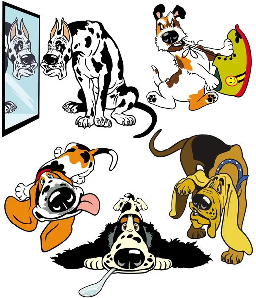 Juego de perros de dibujos animados — Archivo Imágenes Vectoriales