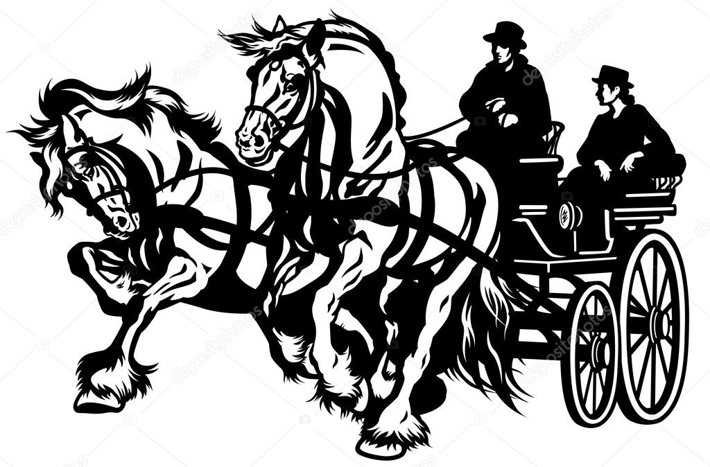 Two horses drawn carriage