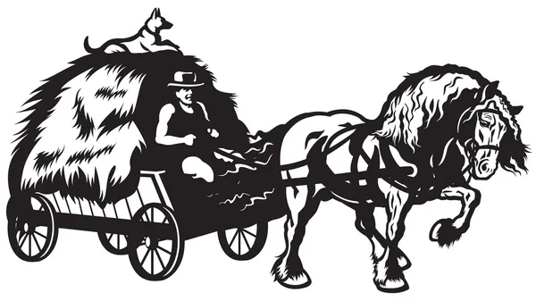 Venkovské koně tažené vozíky — Stockový vektor