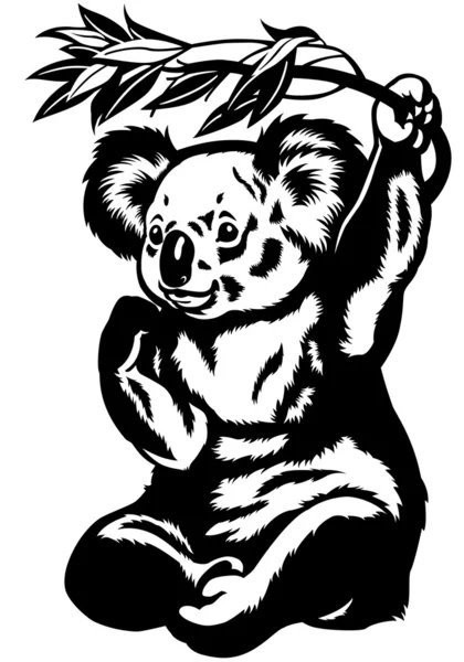 Koala oso blanco y negro — Vector de stock