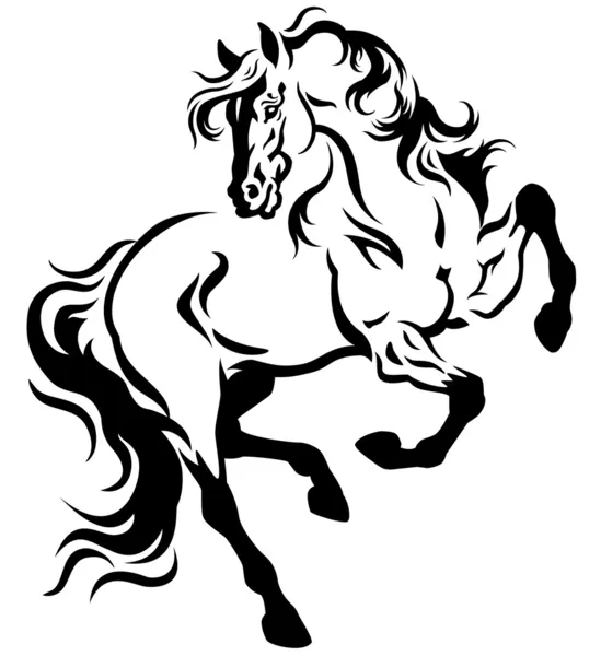 Tatuaggio cavallo bianco nero — Vettoriale Stock