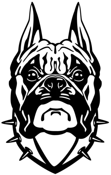 Boxer dog head black white — Stock Vector