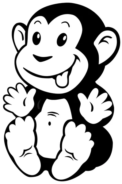만화 원숭이 블랙 화이트 — 스톡 벡터