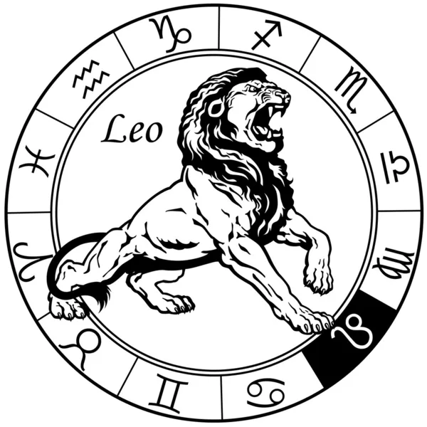 Leo zodiaco bianco nero — Vettoriale Stock