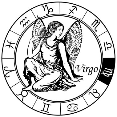 Virgo Zodiac Black White clipart