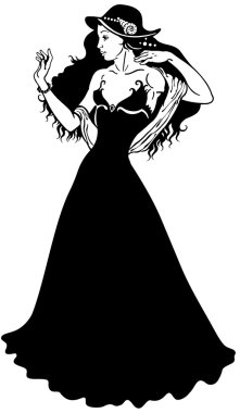 우아한 여성 블랙 화이트