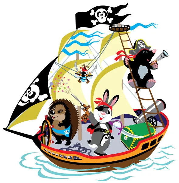 Cartoon pirate ship — Stock Vector