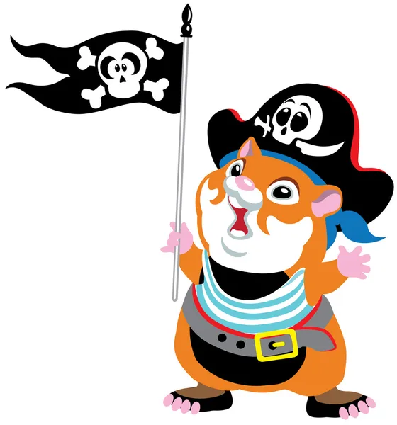 Pirata do hamster dos desenhos animados — Vetor de Stock