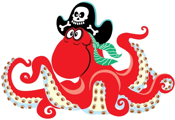 Dibujos animados pulpo pirata — Archivo Imágenes Vectoriales