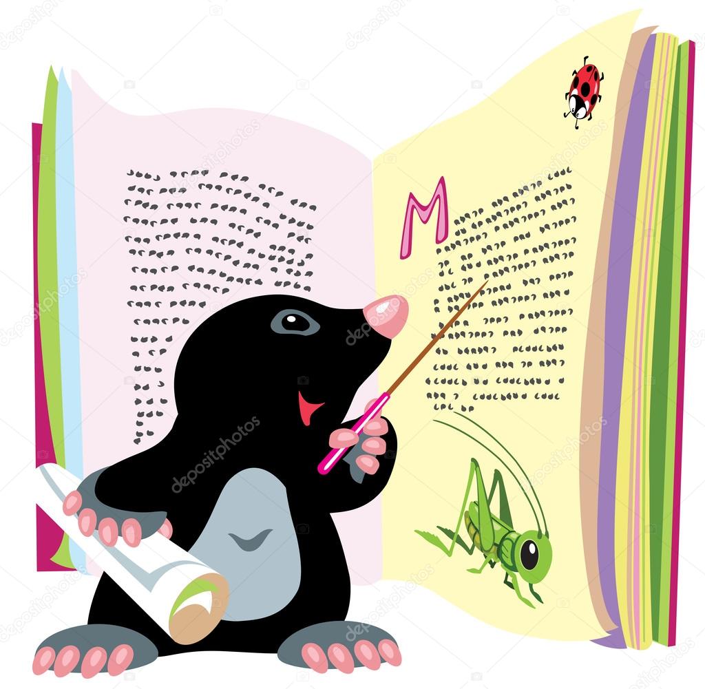 Mole reading book