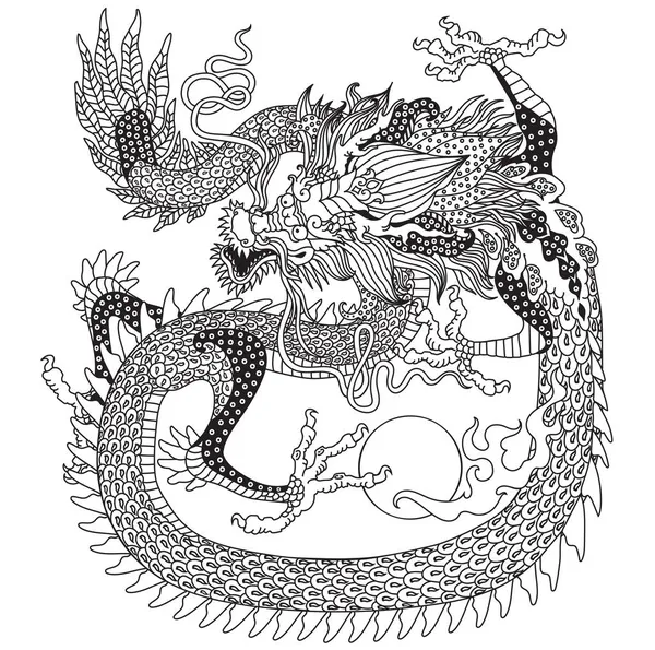 Dragon Asie Est Créature Mythologique Chinoise Traditionnelle Des Animaux Célestes — Image vectorielle