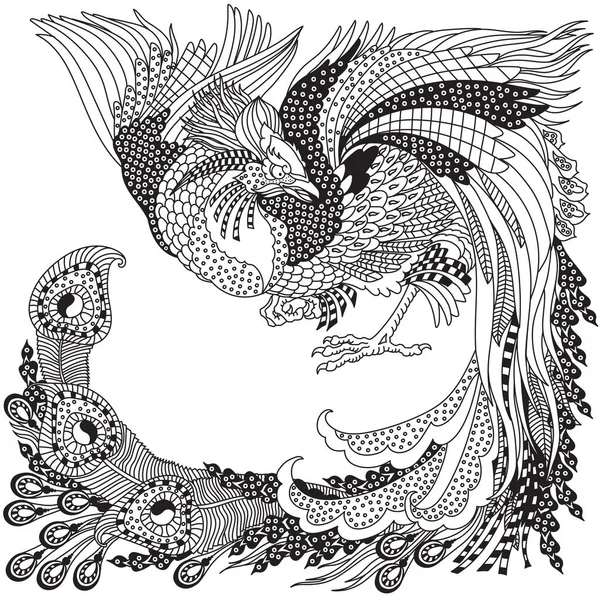 Phœnix Chinois Feng Huang Fenghuang Oiseau Mythologique Des Animaux Célestes — Image vectorielle