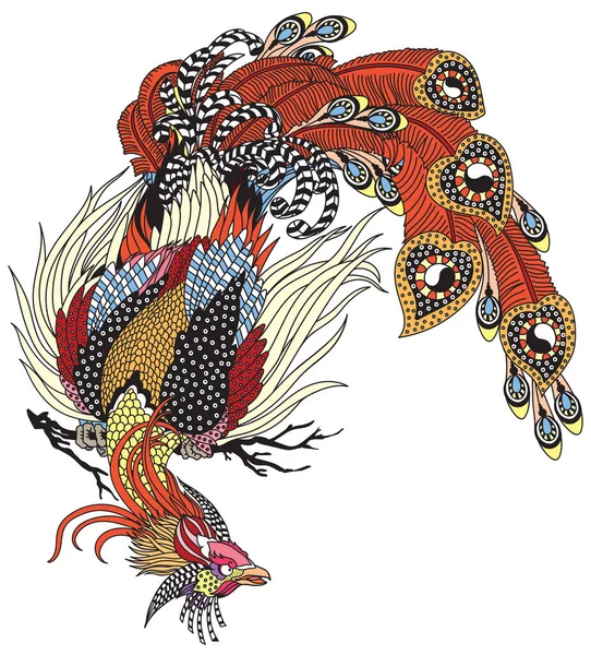 Chinese Phoenix Feng Huang Magical Bird One Celestial Feng Shui — Stock vektor