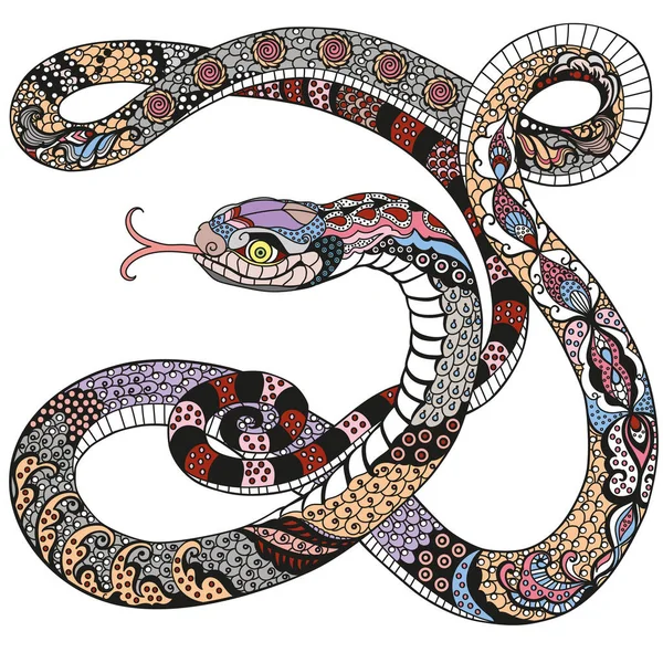 Serpent Paisible Serpent Floral Décoratif Signe Astrologique Zodiaque Chinois Animal — Image vectorielle