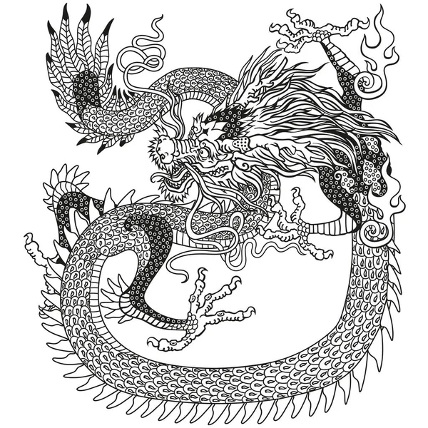 East Asia Dragon Traditional Chinese Mythological Creature One Celestial Feng — Stockvektor