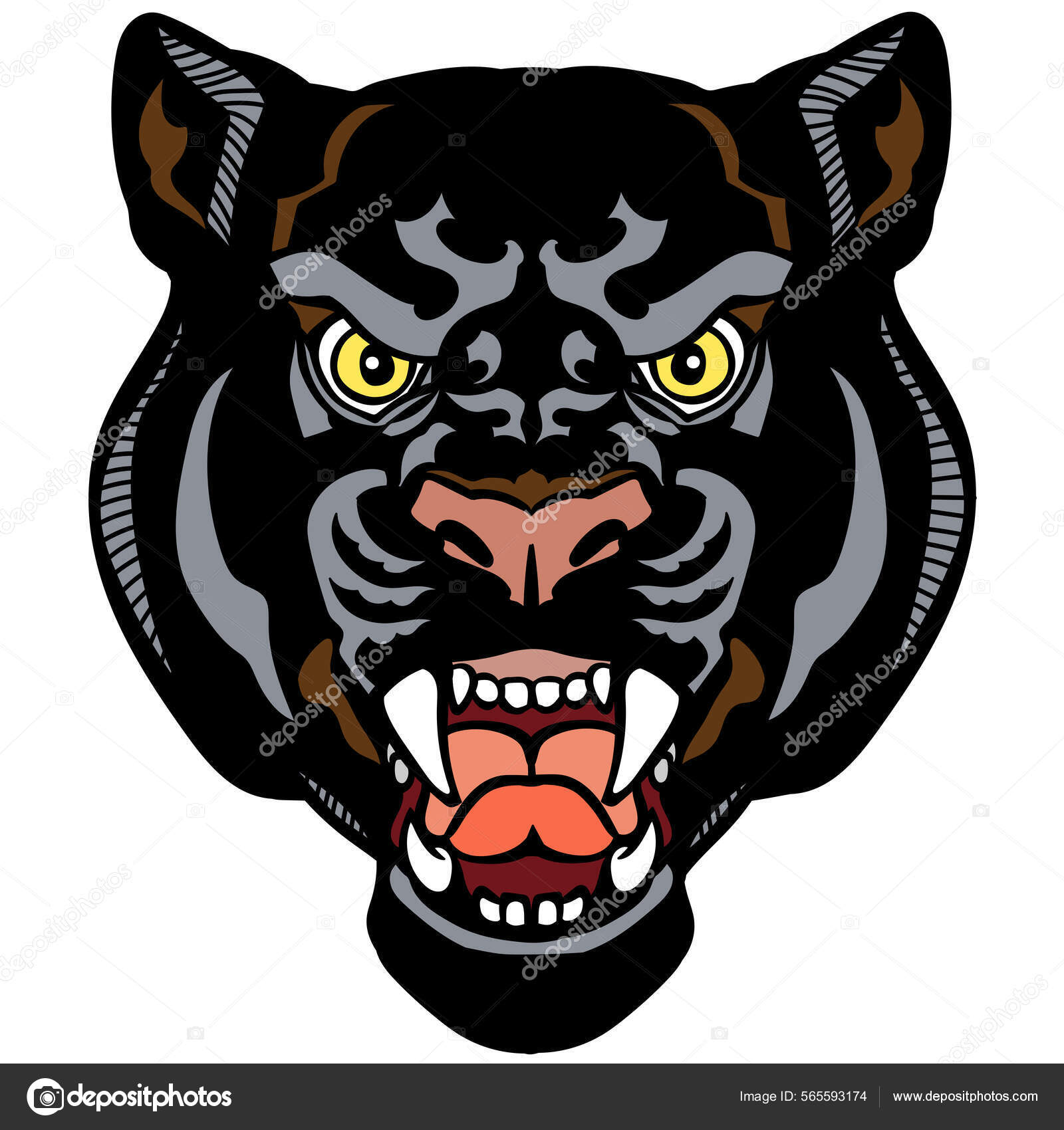 Image vectorielle Tête Panthère Léopard Noir Agressif Illustration  Vectorielle Style Tatouage Vue par ©insima - 565593174, image size:1600x1700