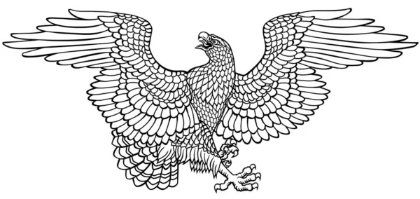 Eagle Wings Spread Head Turned Profile Stylized Symbolic American White — 图库矢量图片