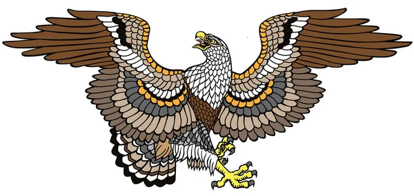 Орел Раскинутыми Крыльями Голова Повернута Профиль Стилизованная Символическая Американская Белоголовая — стоковый вектор
