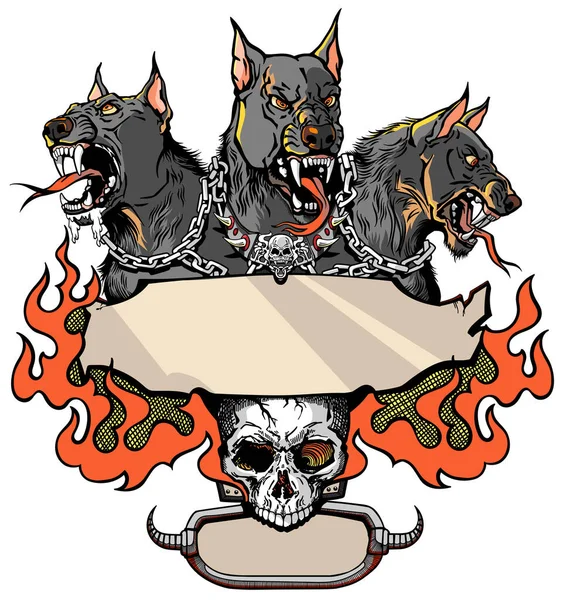 Cerberus Hellhound Mythological Three Headed Dog Guard Entrance Hell Hound — стоковый вектор