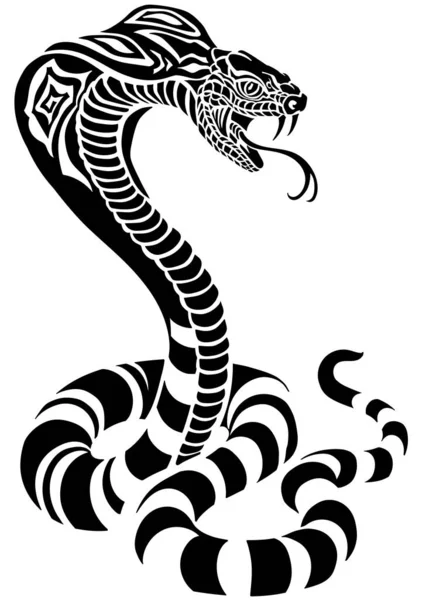 Serpent Venimeux Cobra Position Défensive Position Attaque Silhouette Illustration Vectorielle Illustration De Stock