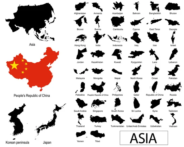 Países asiáticos vectores — Archivo Imágenes Vectoriales