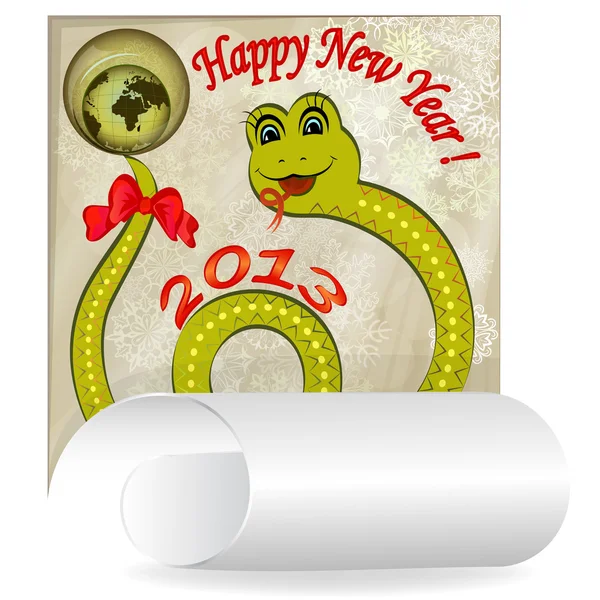 New 2013 year card with cartoon snake. — Stock Vector