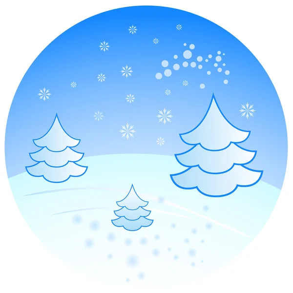 Winter scenery with fir trees vector illustration. — Stock Vector