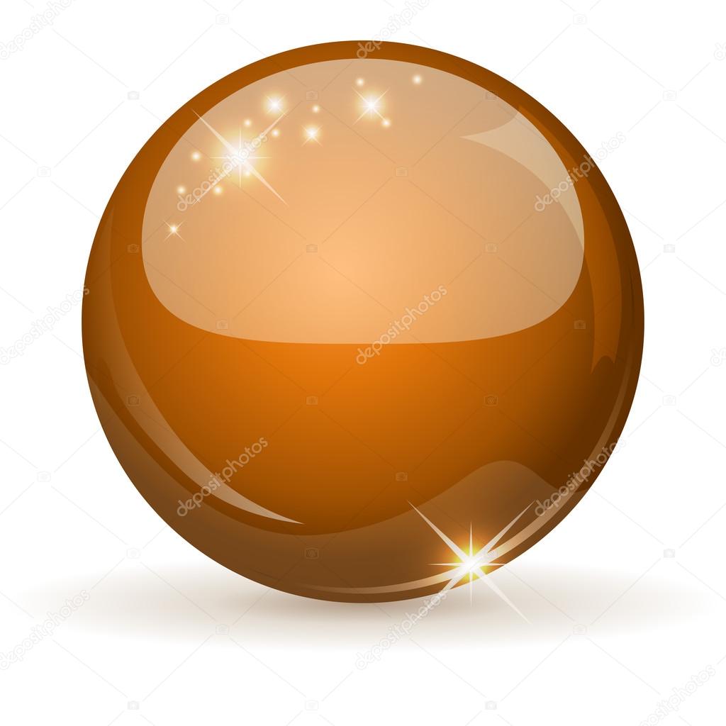 Orange glossy sphere isolated on white.