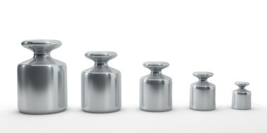 Row of calibration weights isolated on white. clipart