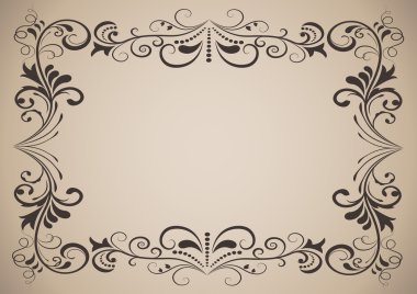 kopya alanı ile yatay vintage dekoratif çerçeve.