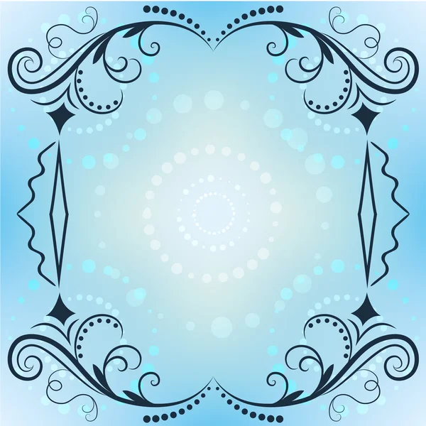 Invierno vector marco adornado con espacio de copia azul . — Vector de stock