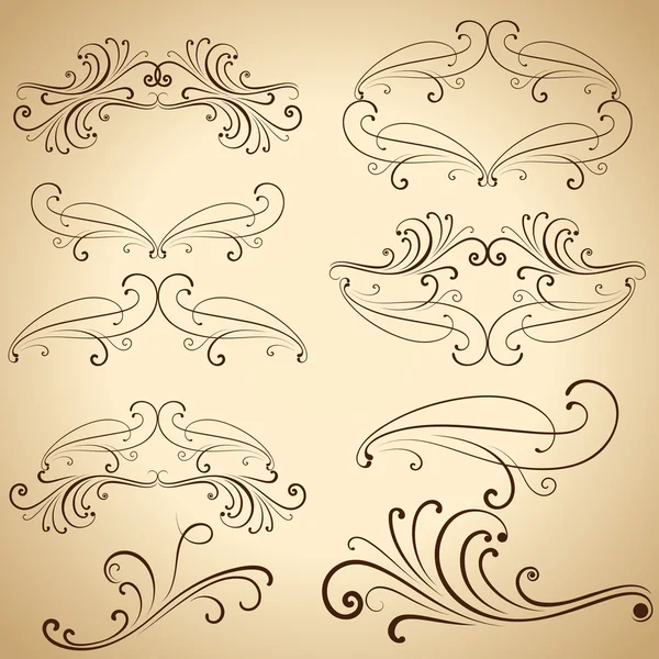 Vintage calligraphic design elements and dividers. — Stock Vector