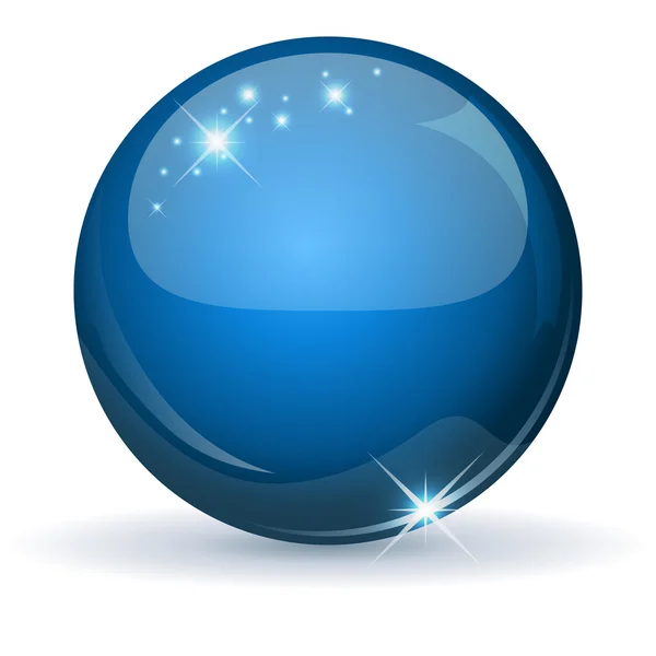 Blue glossy sphere isolated on white. — Stock Vector