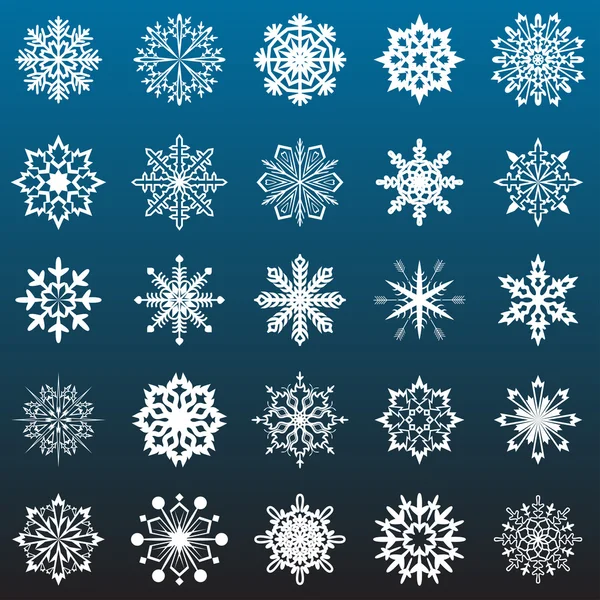 kar taneleri üzerinde koyu mavi renkli izole koleksiyonu vektör.