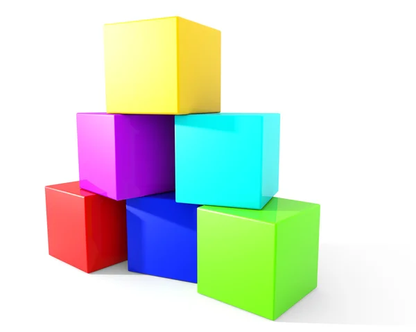 Colorful blocks stacked carelessly into a pyramid. — Stock Photo, Image