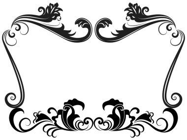 siyah-beyaz vintage çiçekli çerçeve şablon.