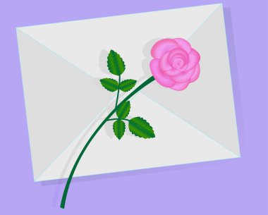 aşk mektubu ele pembe Gül.
