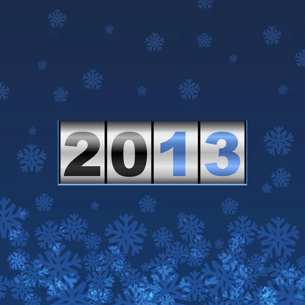 Balcão azul 2013 cartão de ano com flocos de neve . — Vetor de Stock