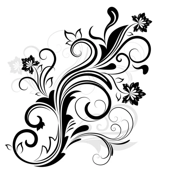 Elemento de diseño floral blanco y negro — Vector de stock