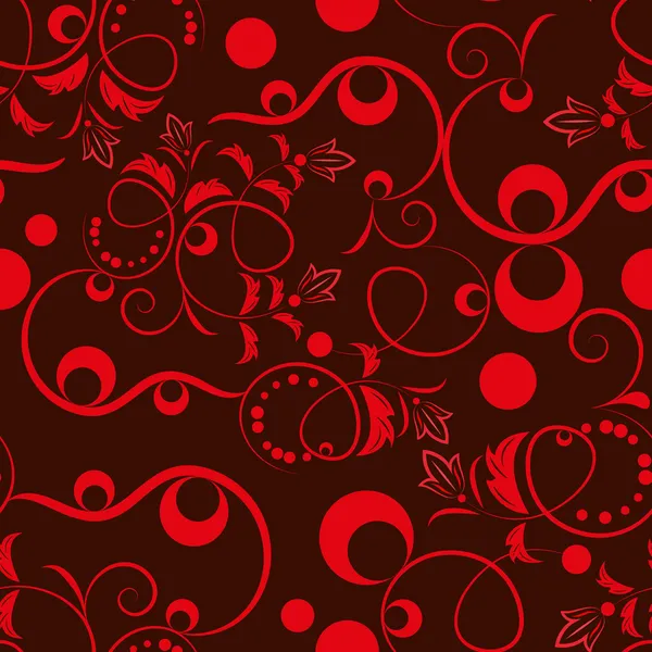 Naadloze donker rode floral patroon. — Stockvector