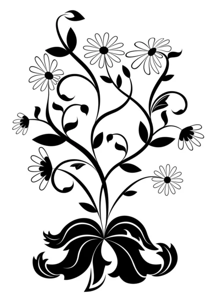 黑色和白色的菊花轮设计元素. — 图库矢量图片
