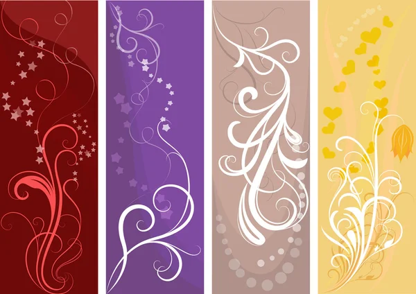 Bannières vectorielles verticales de couleur avec motif floral . — Image vectorielle