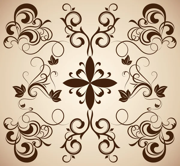 Vintage ornament with floral design elements. — Stock Vector