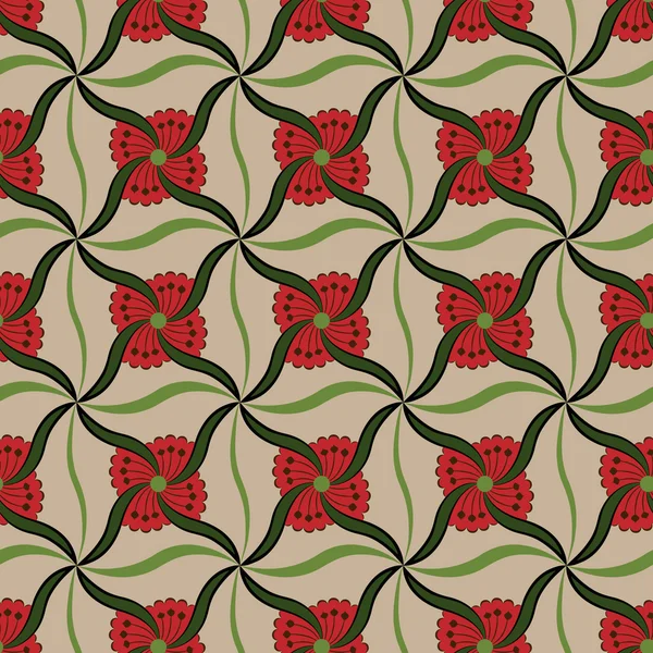 Modèle vectoriel de bourgeons de fleurs rouges symétriques . — Image vectorielle