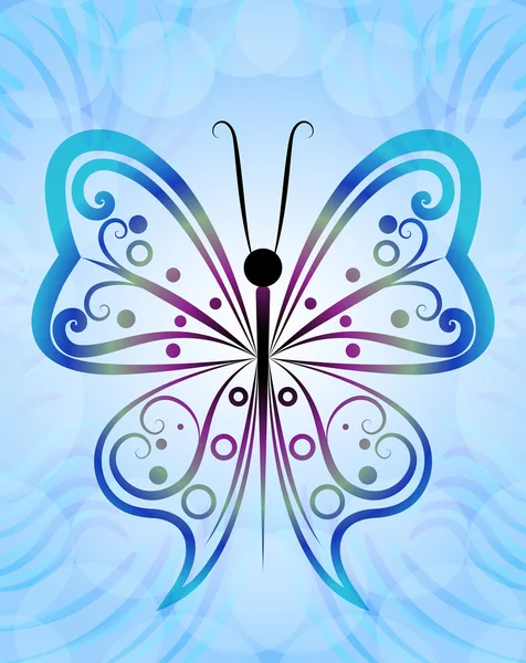 Esquema de mariposa abstracta fondo vector azul . — Vector de stock