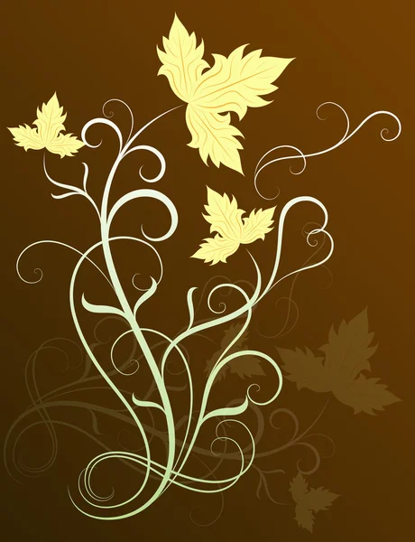 Feuilles de vigne élément floral sur fond brun . — Image vectorielle