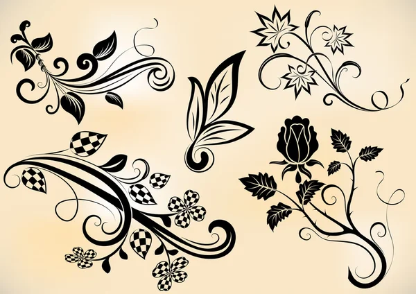 Vintage branches and flowers design vector elements. — Stock Vector