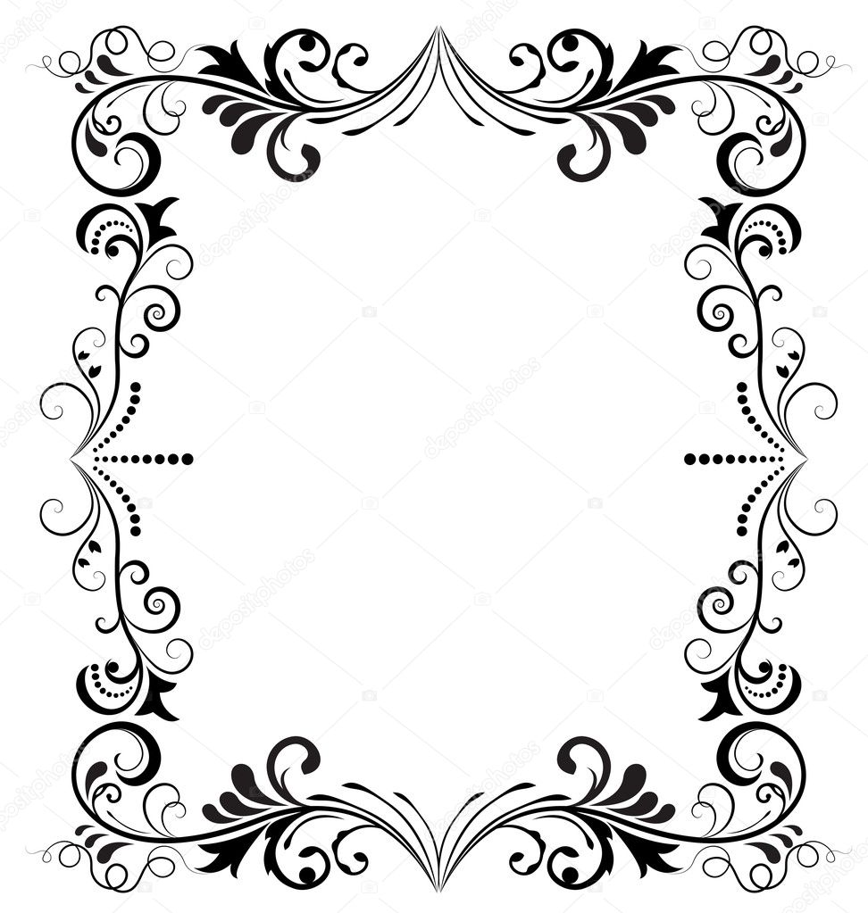 Black and white vintage vertical vector frame.