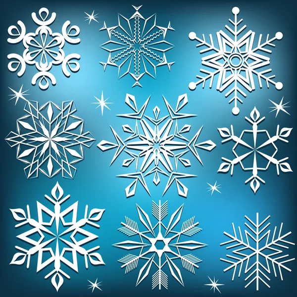 Conjunto de copos de nieve Vector. — Vector de stock